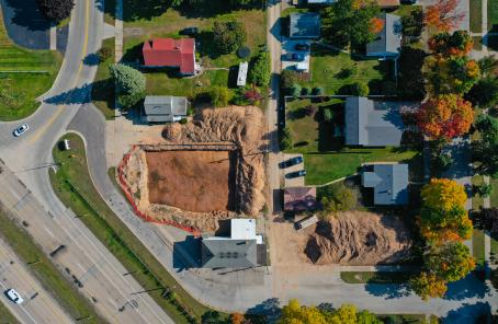 Drone Shot of Saloon Construction - Courtesy of Visit Escanaba